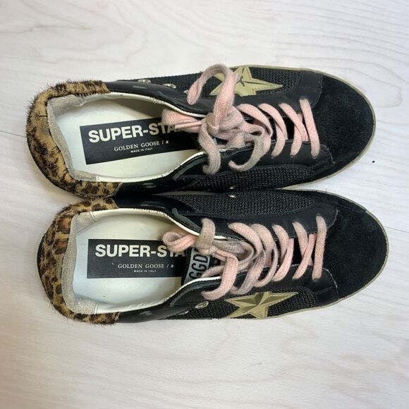 Golden Goose Black Leopard Print Sneakers Women’s Size 37 US 7 - Picture 8 of 15